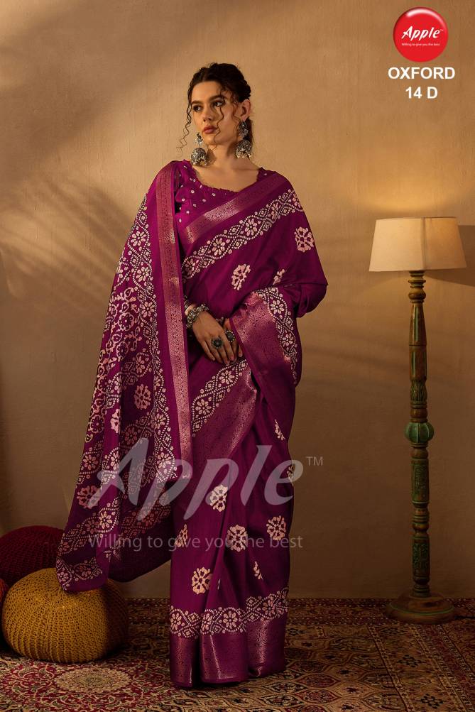 Oxford 14 By Apple Silk Blend Printed Party Wear Sarees Wholesale Price In Surat
